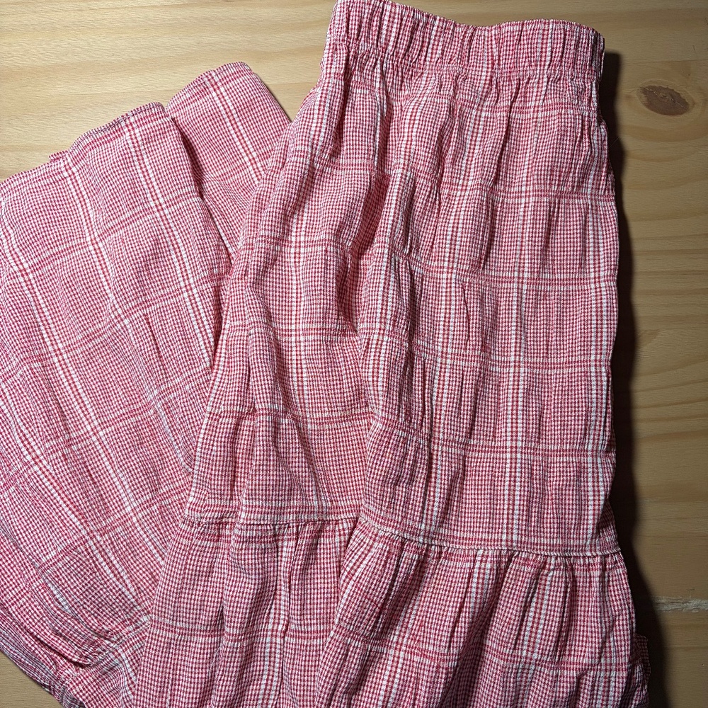 Women’s red plaid maxi skirt